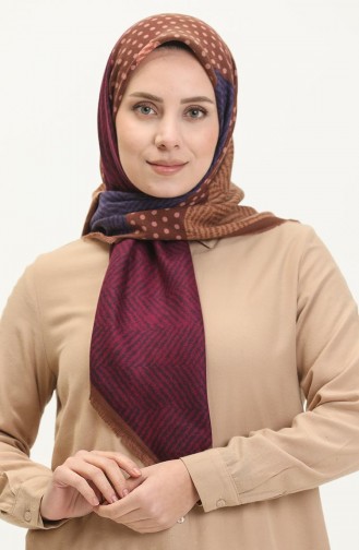 Karaca Yünlü Eşarp 80995-03 Kahverengi Mor 80995-03