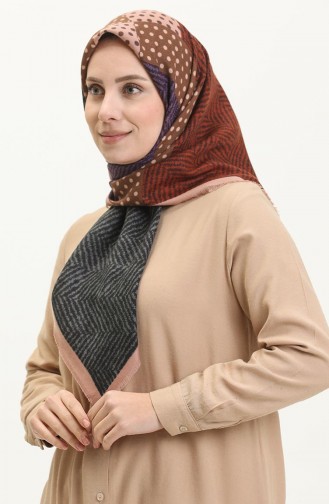 Karaca Yünlü Eşarp 80995-07 Sütlü kahve Mor 80995-07