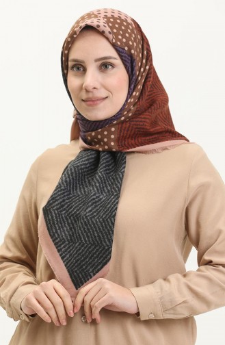 Karaca Yünlü Eşarp 80995-07 Sütlü kahve Mor 80995-07