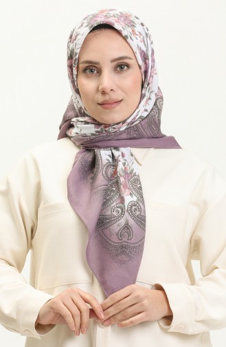 Karaca Yünlü Eşarp 80997-11 Lila Beyaz 80997-11