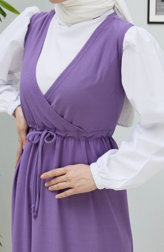 بدلة ثنائية فستان بدون أكمام قميص 3966-03 بنفسجي فاتح 3966-03