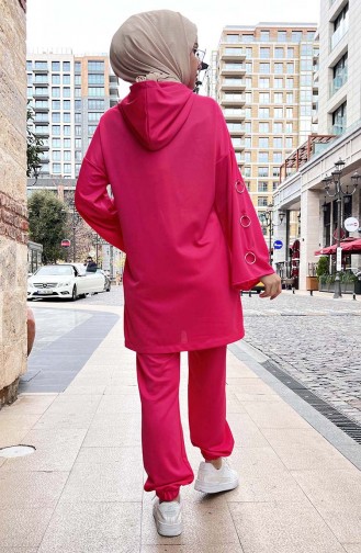 Cepli Tunik Pantolon İkili Takım 11054-01 Fuşya