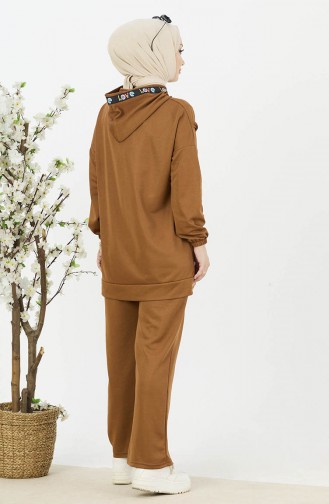 Hooded Tunic Pants Two Piece Suit 11056-08 Tan 11056-08