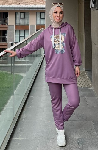 Printed Tunic Pants Two Piece Suit 11096-03 Lilac 11096-03