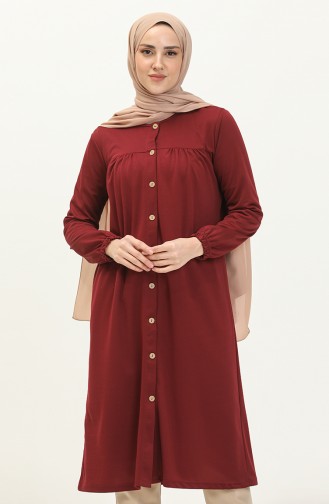 Pileli Tesettür Tunik Bordo