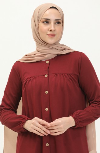 Pileli Tesettür Tunik Bordo