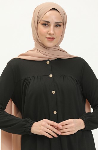 Pileli Tesettür Tunik Siyah