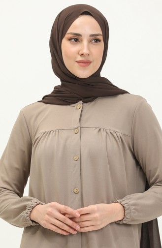 Pileli Tesettür Tunik Vizon