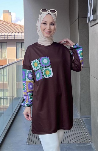 Patterned Tunic 11098-02 Brown 11098-02