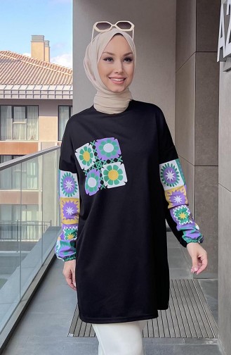 Desenli Tunik 11098-04 Siyah