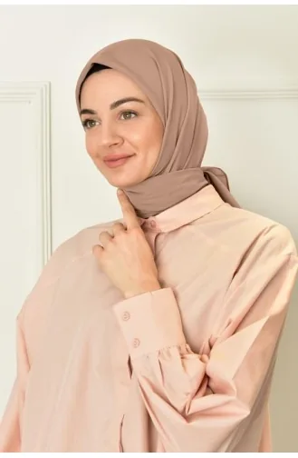Krep Plus Düz Eşarp 000059-13 Sütlü kahve