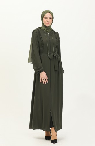 Abaya mit Rüschengürtel 3017-03 Khaki 3017-03