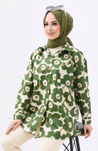 Gemustertes Hemd 11156-01 Khaki 11156-01
