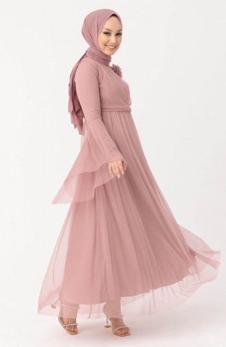 Abendkleid aus Tüll mit Blumenapplikationen 10304-03 Puder 10304-03