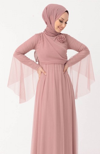 Abendkleid aus Tüll mit Blumenapplikationen 10304-03 Puder 10304-03