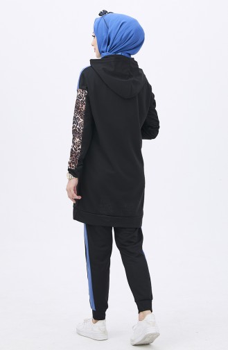 Leopar Desenli Tunik Pantolon İkili Takım 11182-02 İndigo