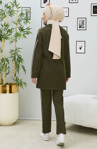 Gestreifte Tunika-Hose Zweiteilig 11336-02 Khaki 11336-02