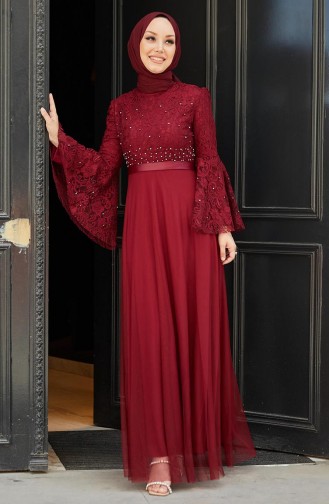 Robe de Soirée en Dentelle 11153-01 Bordeaux 11153-01
