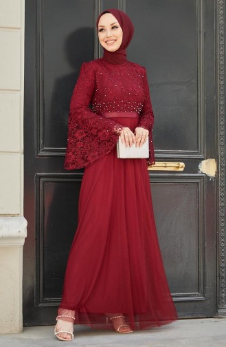 Robe de Soirée en Dentelle 11153-01 Bordeaux 11153-01