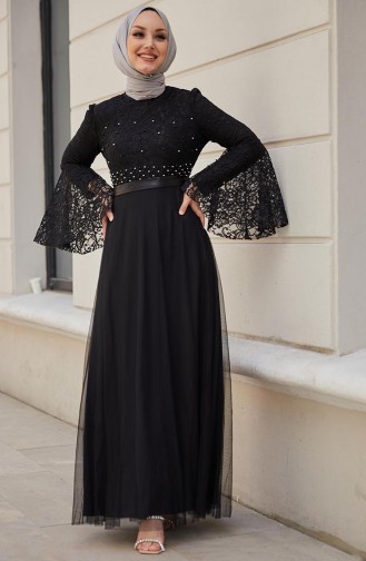 Robe de Soirée en Dentelle 11153-03 Noir 11153-03