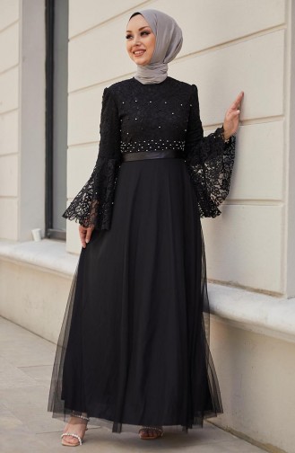 Robe de Soirée en Dentelle 11153-03 Noir 11153-03