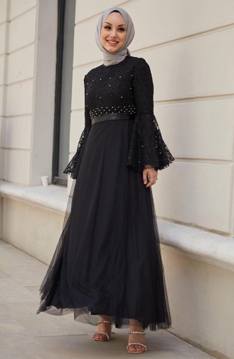 Robe de Soirée en Dentelle 11153-03 Noir 11153-03