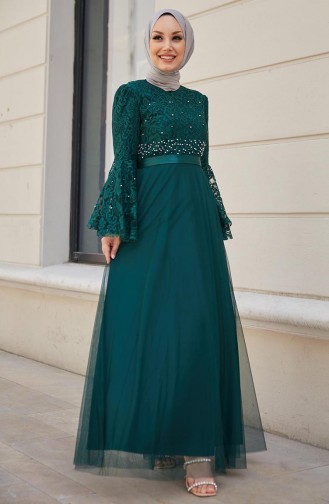 Lace Evening Dress 11153-04 Emerald Green 11153-04