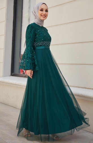 Lace Evening Dress 11153-04 Emerald Green 11153-04