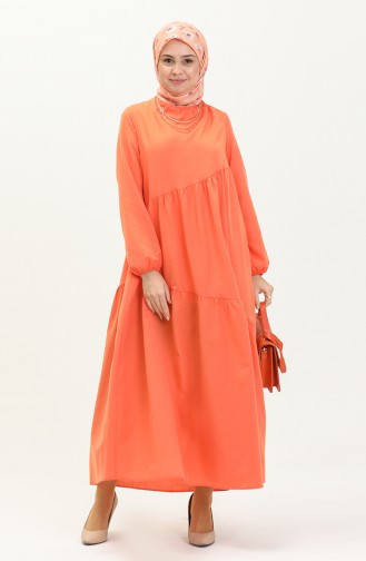 فستان مطوي 2035-02 برتقالي 2035-02
