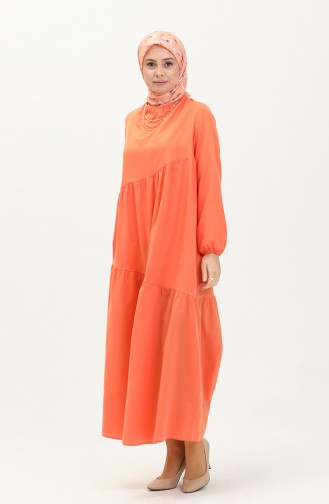 Gerafftes detailliertes Kleid 2035-02 Orange 2035-02