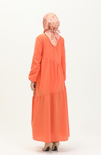 Gerafftes detailliertes Kleid 2035-02 Orange 2035-02