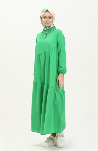 Robe Détaillée à Volants 2035-03 Vert 2035-03