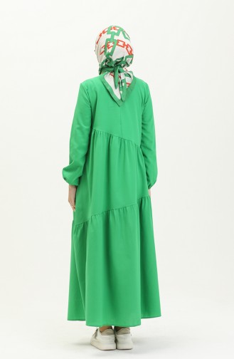 Büzgü Detaylı Elbise 2035-03 Yeşil