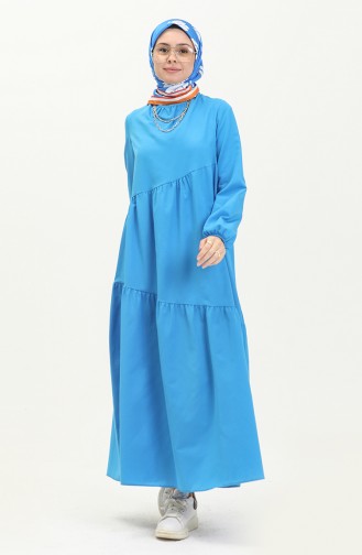 Robe Détaillée à Volants 2035-05 Bleu 2035-05