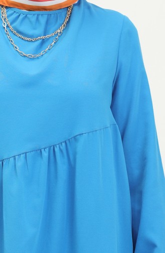 Shirred Detail Dress 2035-05 Blue 2035-05