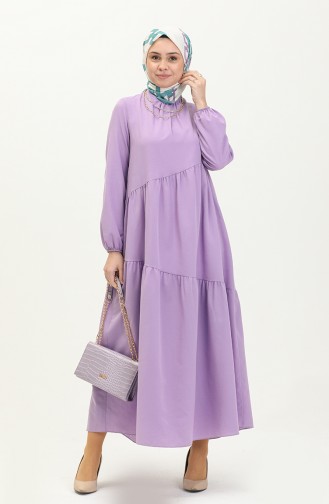 Shirred Detail Dress 2035-07 Lilac 2035-07