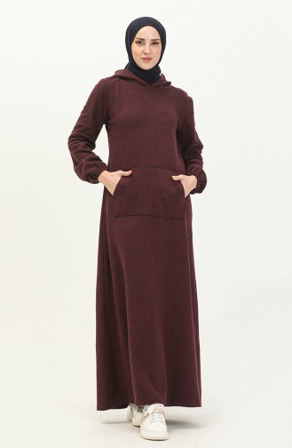 Claret Red Hijab Dress 0008-01