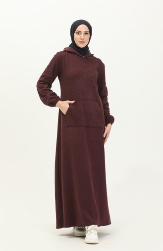 Claret Red Hijab Dress 0008-01