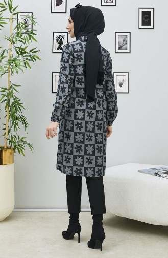 Gemusterte Tunika mit Knöpfen 11126-01 Grau 11126-01