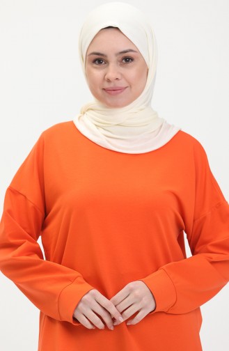 Zwei Garn Sport Tunika mit Druckknopf Detail 2580-01 Orange 2580-01