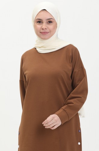 Zweifarbige Sporttunika mit Druckknopfleiste 2580-02 Braun 2580-02