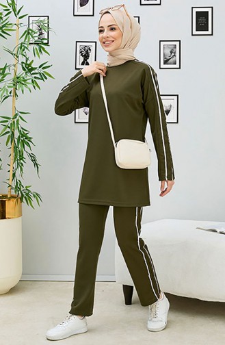 Gestreifte Tunika-Hose Zweiteilig 11336-02 Khaki 11336-02