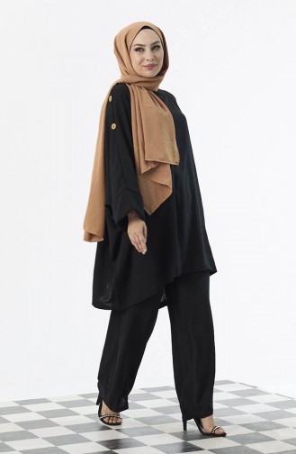 Buttoned Two Piece Suit 10552-03 Black 10552-03