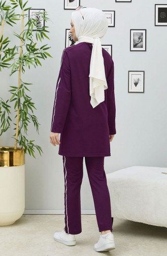 Gestreifte Tunika-Hose Zweier-Set 11336-05 Dunkellila 11336-05