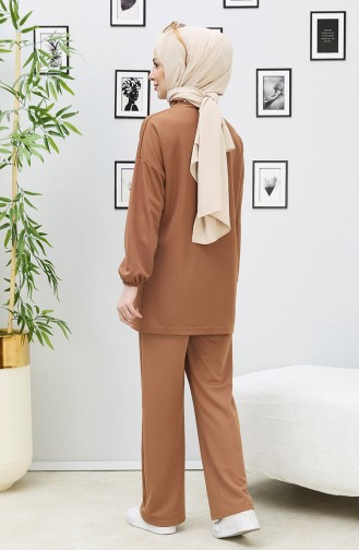 Stone Embroidered Two Piece Suit 11338-04 Tan 11338-04