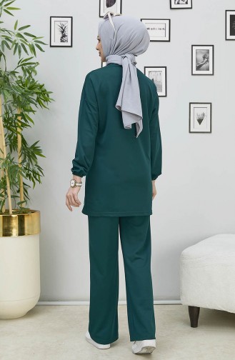 Stone Embroidered Two Piece Suit 11338-05 Emerald Green 11338-05