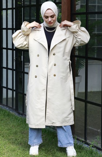 Balloon Sleeve Trench Coat 8899-01 Beige 8899-01