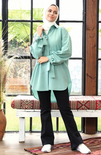 Buttoned Shirt Tunic 10811-06 Mint Green 10811-06