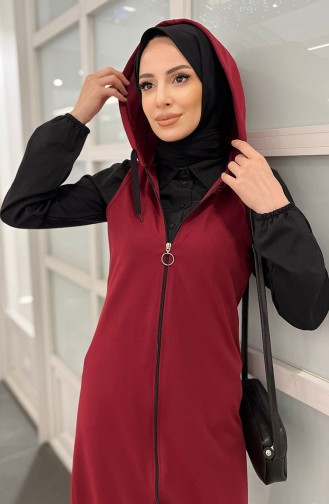 Kapüşonlu Yelek 11351-01 Bordo