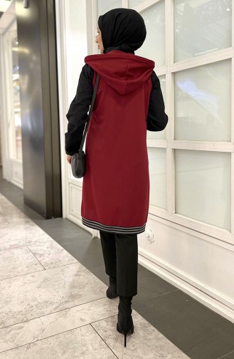 Kapüşonlu Yelek 11351-01 Bordo